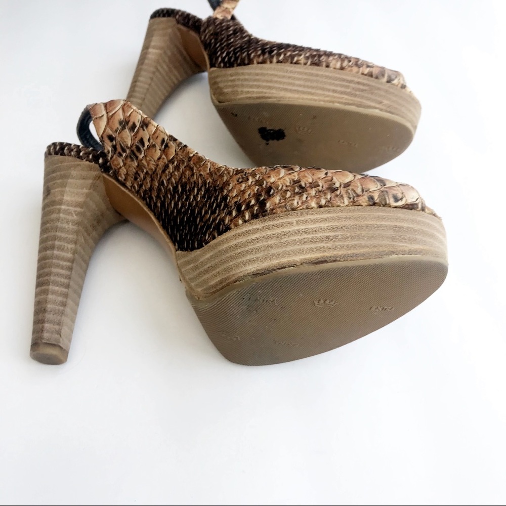 Stuart Weitzman Python Embossed Peep Toe Sandals - image 7